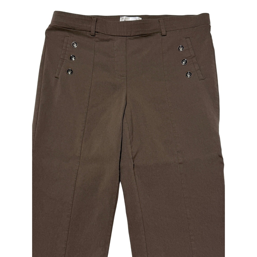 89th + Madison Womens Brown Sailor‎ Button M Stretch Trousers Pants Excellent